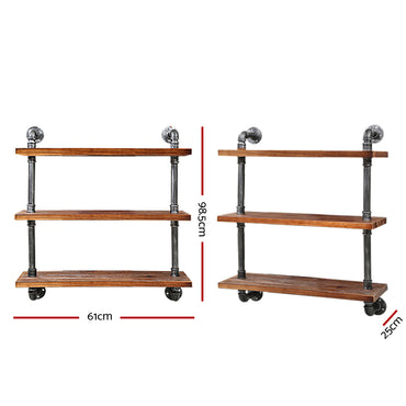 Artiss Floating DIY Pipe Shelf 3 Tiers - IRMA
